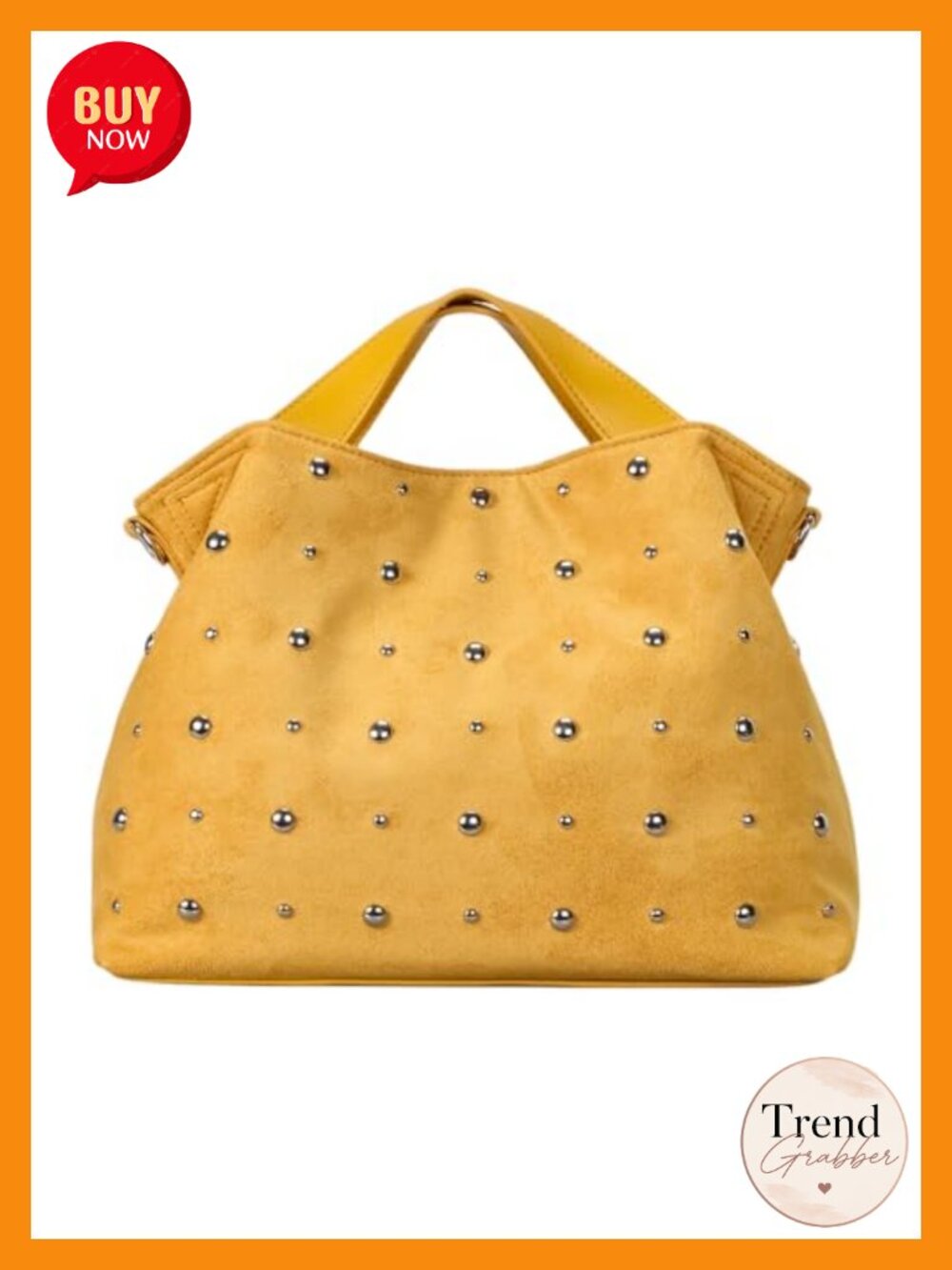 Faux Suede Studded Tote Bag Crossbody Purse Adjustable Strap Women